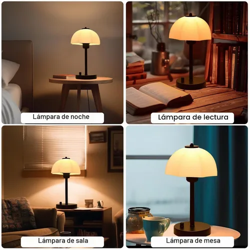Vista 4 de Lámpara de mesa con pantalla de vidrio para dormitorio, lámparas de noche regulables continuas, lámpara de mesa pequeña con pantalla de vidrio