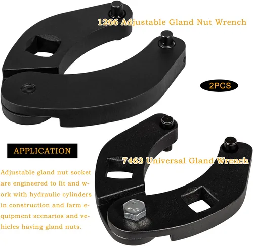 Vista 2 de Bonbo 1266 &7463 Adjustable Gland Nut Wrench Small and Large Universal Adjustable Gland Nut Wrench for Hydraulic Cylinder (Set of 2)