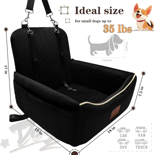 Vista 3 de Cama de Asiento de Automóvil para Perros 2 en 1 para Perros Pequeños/Medianos de hasta 35 libras, Correas de Seguridad Ajustables, Espuma