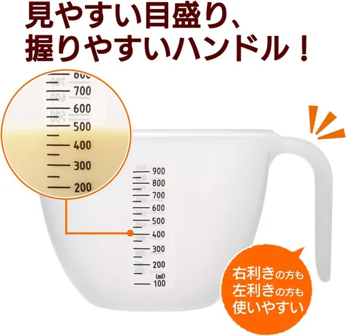 Vista 4 de Akebono Industry CH-2091 Powdered Bowl, White, Made in Japan, Prevents Dripping, Easy to Pour, With Graduations, Easy to Use as a Cooking Bowl