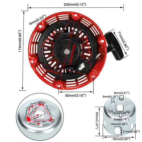 Vista 6 de YOXUFA Arrancador de retroceso para motor Predator 196cc 212cc 6.5hp Coleman CT200U CT200U-EX BT200X KT196 Baja MB200 Trailmaster Hammerhead Massimo