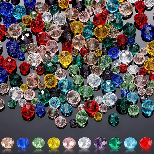 1000 piezas de cuentas de vidrio a granel surtidas, cuentas de cristal para hacer joyas, briolettes facetadas coloridas para manualidades DIY, Color