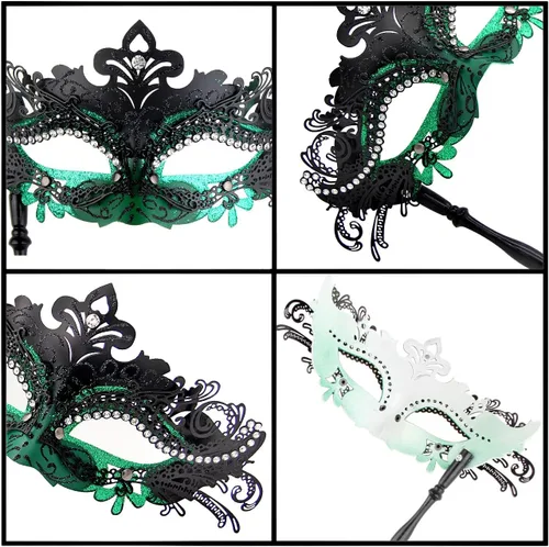 Vista 5 de IETANG - Antifaces venecianos para parejas, baile de máscaras, accesorios de disfraz o fiesta, 1 par