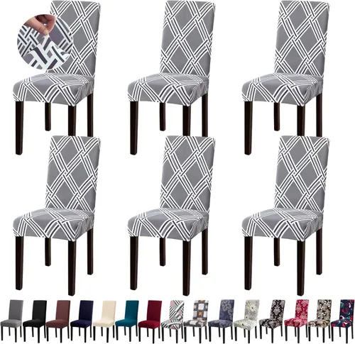 Vista 11 de Fundas para Sillas, Juego de 4 Fundas Elásticas para Sillas de Cocina y Comedor, Fundas Lavables y Extraíbles para Sillas de Comedor para Hogar