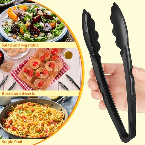 Vista 4 de Tessco for you 25 pinzas de plástico para servir a granel, pinzas desechables de plástico de 9 pulgadas, pinzas de ensalada resistentes para cocina
