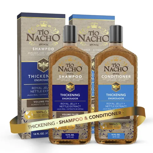 Set de champú y acondicionador engrosante Tio Nacho para cabello delgado – Champú para la pérdida de cabello para hombres y mujeres + Acondicionador