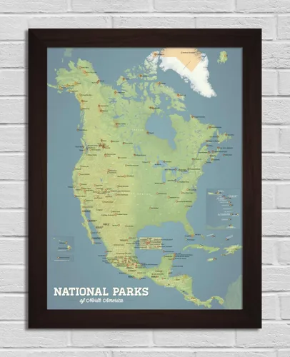 Vista 7 de Best Maps Ever Póster de mapa de parques nacionales de América del Norte, 18 x 24 pulgadas (verde y aguamarina)