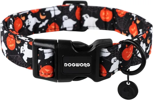 Vista 18 de DOGWONG Collar de otoño para perro, collar de calabaza floral ajustable suave para Halloween, collar de perro para mascotas, lindo collar