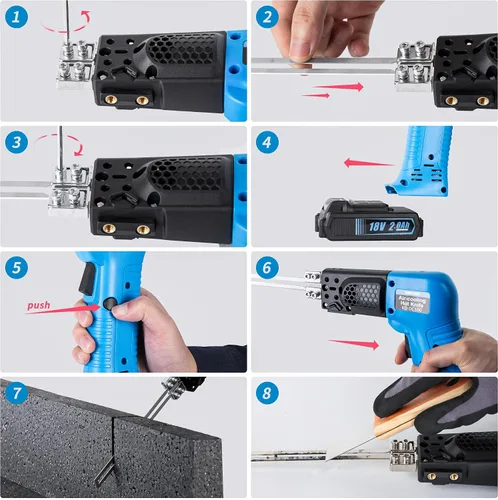 Vista 6 de Cuchillo eléctrico inalámbrico de refrigeración por aire, kit de herramientas de corte de espuma de 6 pulgadas con estuche resistente y una batería