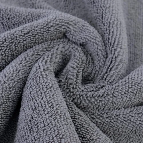 Vista 5 de POLYTE Toalla de limpieza de microfibra corte ultrasónico sin bordes (16 x 16, paquete de 24, premium, azul, gris, amarillo)