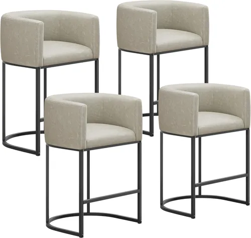 Vista 9 de Juego de 4 taburetes de bar de altura de mostrador, taburetes modernos para comedor, taburetes de bar de 24 pulgadas para isla de cocina, taburete