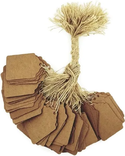 100 etiquetas de papel kraft para marcado de regalo, etiquetas de precios para manualidades y regalos. Personaliza y precia tu mercancía (1 1/4