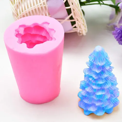 Vista 4 de Molde de vela 3D para árbol de Navidad, moldes de silicona para hacer velas, pino de Navidad, moldes de jabón de silicona, decoración de pasteles