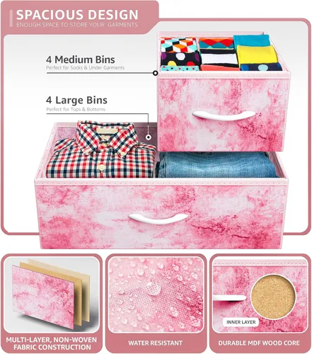 Vista 5 de Sorbus Cómoda con 8 cajones Cómoda de almacenamiento de muebles para niños, adolescentes, dormitorio, guardería, sala de juegos, ropa, juguetes