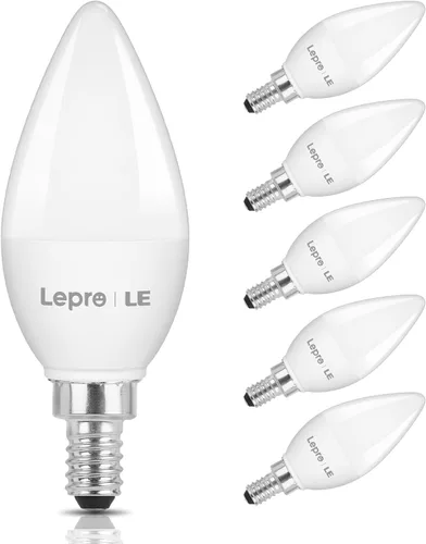 Vista 10 de Bombillas LED de candelabro Lepro E12, 5.5 vatios, equivalentes a 40 vatios C37 B11, bombillas para ventilador de techo y araña, 2700 Kelvin, luz