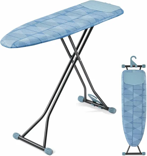 Vista 8 de APEXCHASER Tabla de planchar con soporte para planchar, tabla de hierro compacta y ahorradora de espacio, cubierta extragruesa, altura ajustable