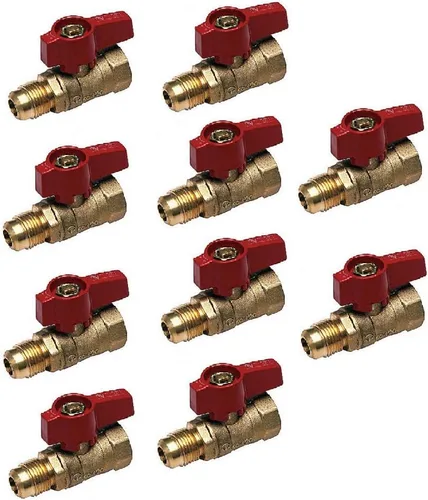 Vista 2 de (1) Válvula de bola de gas EZ-FLUID FIP recta de 1/2 pulgada, conector de cierre de gas con mango de 1/4 giro, accesorio de plomería de latón, rojo