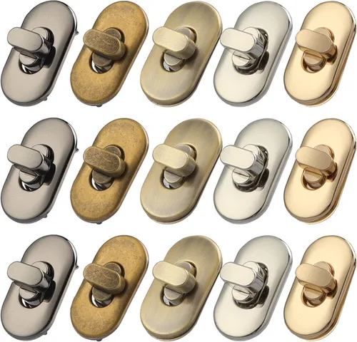 Vista 9 de TXIN 15 piezas de cierre de cierre giratorio monedero cerraduras de cierre de bolsa de metal clip hardware para bricolaje bolso suministros