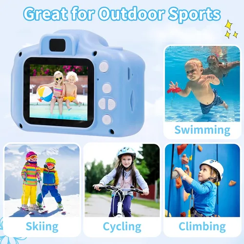 Vista 4 de Cámara impermeable para niños de 3 a 12 años, pantalla IPS de 2 pulgadas, 1080P HD, cámara de video digital para niños, cámaras de acción