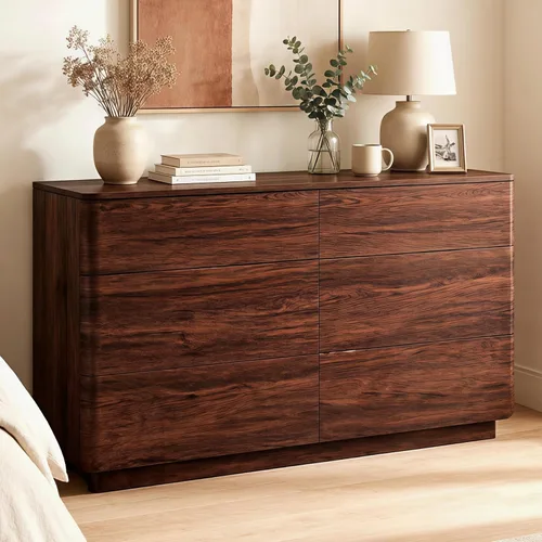 Vista 12 de ACCOHOHO Cómoda moderna de 5 cajones para dormitorio, cómoda de madera de 42 pulgadas de alto con gran almacenamiento, cómoda sin asas para sala