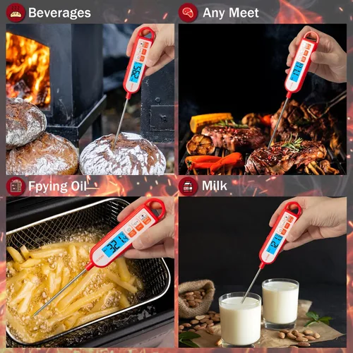 Vista 3 de GLVSAE Termómetro digital para carne, lecturas instantáneas en 1-2 segundos, termómetro de alimentos con sonda extendida, impermeable para cocinar