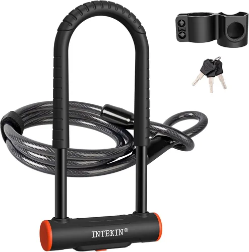 Vista 9 de Bike U Lock Heavy Duty Bike Lock Bicycle Lock, 16mm U Lock and 3ft / 5ft / 6ft Length Security Cable with Sturdy Mounting Bracket for Bicycle