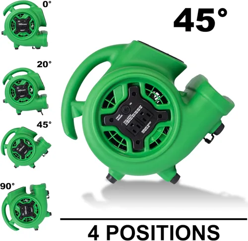 Vista 6 de XPOWER P-230AT Mini Mighty - Ventilador centrífugo de 1/4 HP 925 CFM, secador de alfombras, ventilador de piso, soplador, apilable, conexión