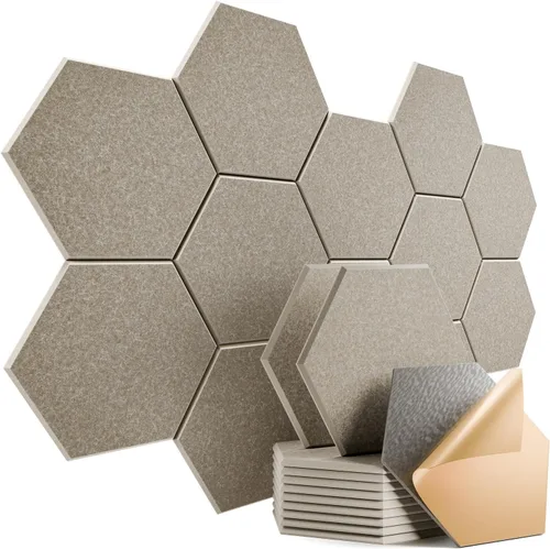 Vista 155 de Paquete de 12 paneles acústicos autoadhesivos de 12 x 10 x 0.4 pulgadas, paneles de espuma a prueba de sonido con alta densidad, diseño forrado