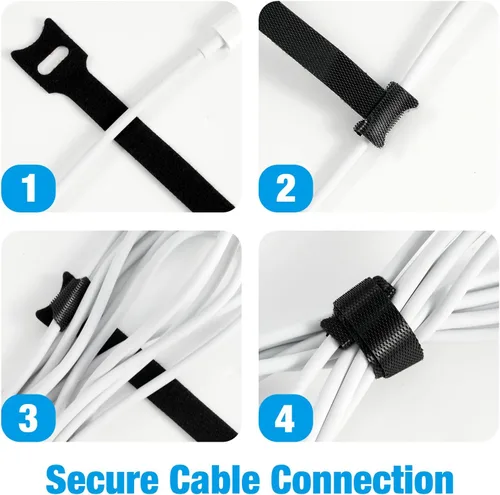 Vista 3 de 100 bridas para cables de 8 pulgadas, gestión de cables reutilizables, organizador de cables debajo del escritorio, clips para cables y envoltura
