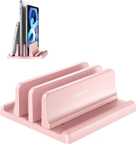 Vista 12 de Vaydeer Soporte Vertical para Laptop para Escritorio, Soporte de Laptop de Plástico de Doble Ranura con Diseño 4 en 1 que Ahorra Espacio
