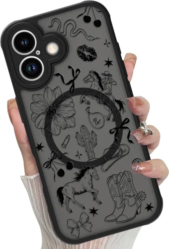 Vista 41 de Funda magnética diseñada para iPhone 17, estampado de leopardo negro