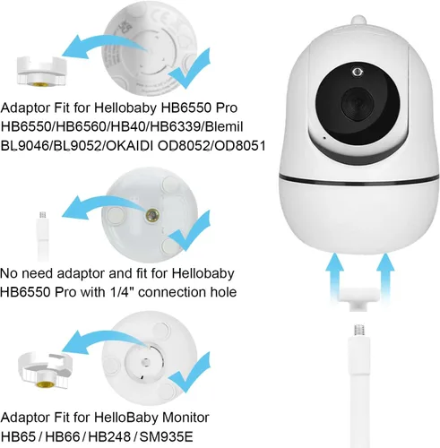 Vista 3 de Soporte de piso flexible de altura ajustable para Infant Optics DXR-8 Pro y Hellobaby HB6560/HB6550 HB65/HB66/HB248 y también compatible