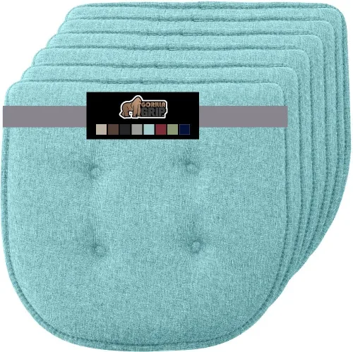 Vista 27 de GORILLA GRIP Juego de 2 cojines antideslizantes para silla, no requieren ataduras, almohadillas de espuma viscoelástica para comedor, mesa