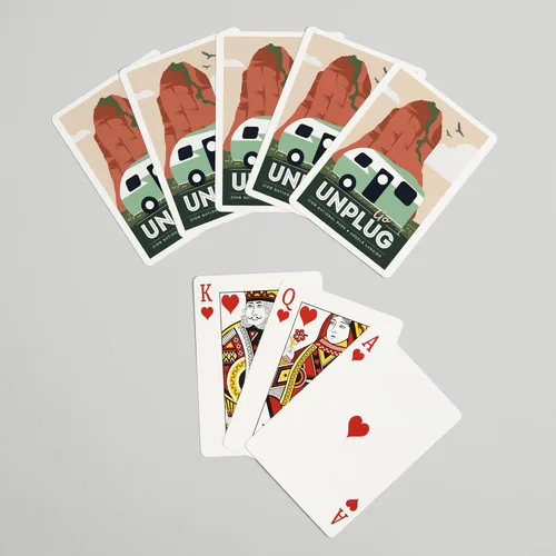 Vista 7 de Lantern Press Angels Landing, Zion National Park, Utah, Go Unplug, Retro Camper, 52 Playing Cards for Adults, Poker Size Card Deck