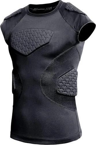 COOLOMG Camisa acolchada de fútbol americano juvenil con protector de costillas, pecho, esternón, corazón y hombros, para rugby, lacrosse