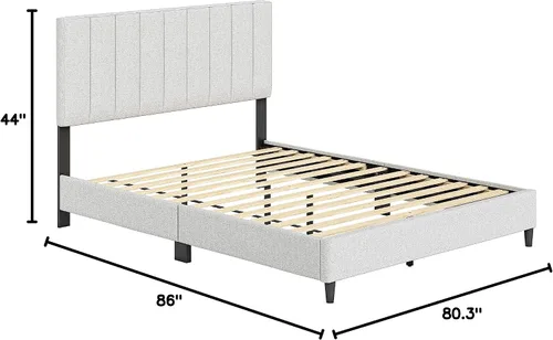 Vista 3 de Boyd Sleep Pisa - Base de cama de terciopelo azul tamaño Queen totalmente tapizada con cabecero ajustable, no requiere somier, fácil montaje, sin