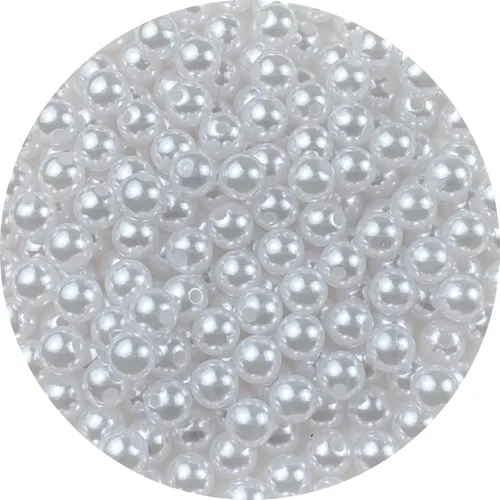 Vista 41 de Perlas de imitación, 4000 unidades de cuentas para manualidades, perlas sueltas de 3 mm, cuentas redondas para collares, pulseras, llaveros