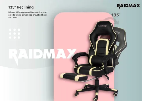 Vista 6 de Raidmax Advanced DK701 Series - Sillas para juegos de computadora, silla de juegos de tamaño XL con reposabrazos acolchado y reposapiés plegable
