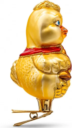 Vista 2 de BestPysanky Adorno navideño de cristal con clip de pollito para bebé
