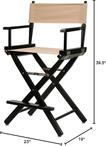 Vista 8 de Casual Home - Silla de director de 24.0 in, marco negro, con lona bronceada, altura de mostrador