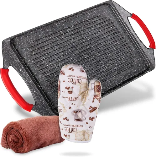 Vista 9 de Moss & Stone Sartén antiadherente de 12 pulgadas para cocinar en interiores, sartén de aluminio fundido para estufa e inducción, apta