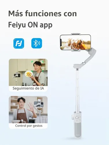 Vista 8 de FeiyuTech VB4 Kit de 3 ejes Smartphone Gimbal – Barra de extensión integrada de 8.5 pulgadas, seguimiento facial AI y luz de relleno, funda