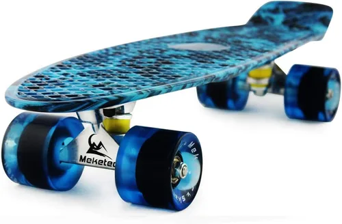 Vista 8 de Meketec Skateboards Mini Cruiser - Patineta (56 cm), diseño retro para niños chicos jóvenes principiantes