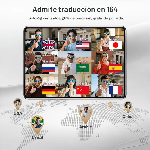 Vista 3 de EarlySincere Lentes inteligentes AI, lentes de traducción inteligentes que admiten traducción de 164 idiomas, lentes de sol inteligentes