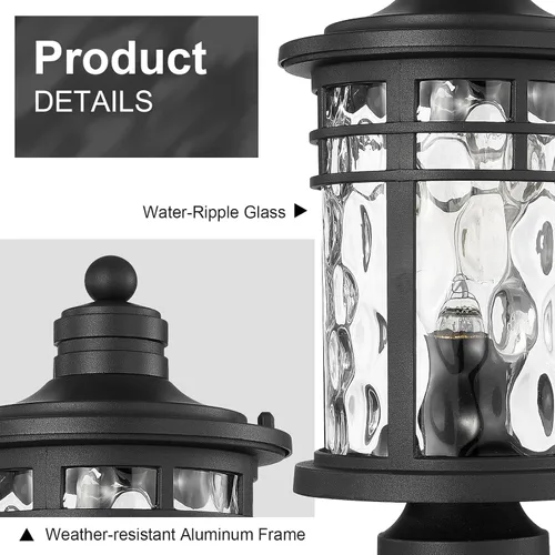 Vista 4 de Darkaway Luces de Poste para Exteriores Postes de Lámpara Iluminación para Exteriores, Luces de Poste de Aluminio Accesorios de Luz para Exteriores