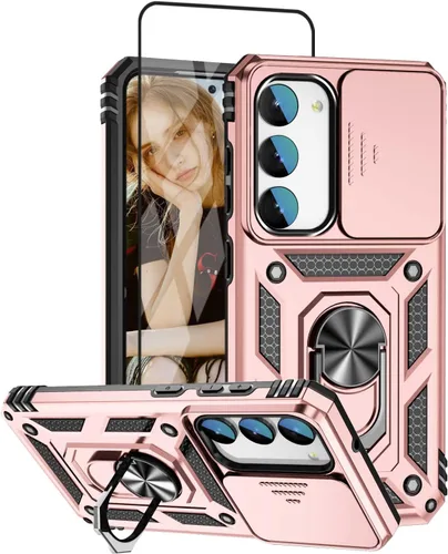 Vista 9 de Funda compatible con Samsung Galaxy S23 Plus 5G, protector de pantalla HD. Soporte magnético integrado, resistente a los golpes, de grado militar