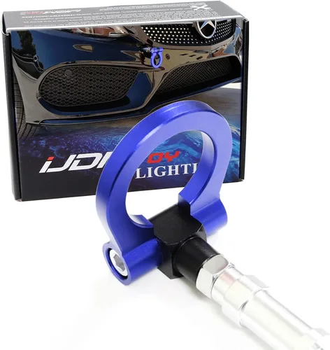 iJDMTOY Blue Track Racing Style - Anillo de gancho de remolque, compatible con Mercedes Benz W205 Clase C, X204 Clase GLK, X205 Clase GLC, W212 W213