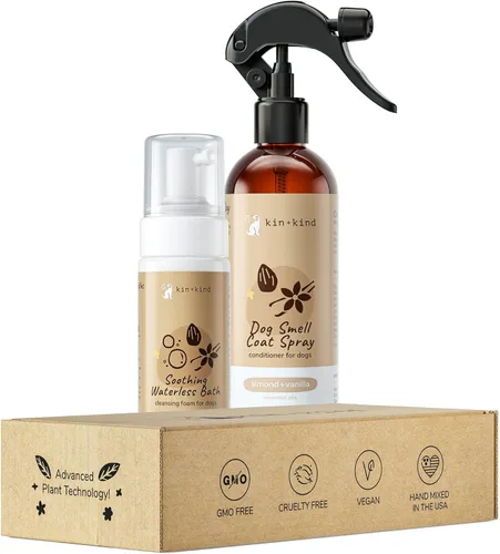 Vista 8 de kin+kind Champú seco sin agua para perros, sin enjuague, elimina la picazón y el olor, fórmula natural con hamamelis, aceite de coco, aceite