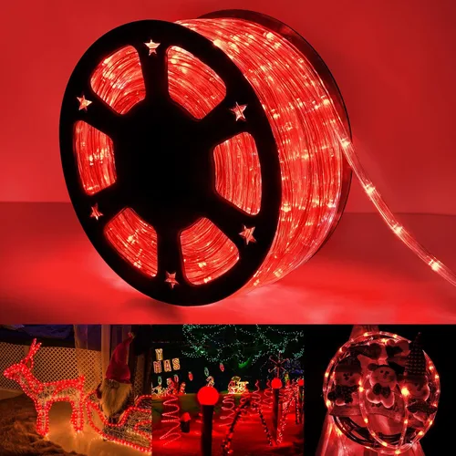 Vista 17 de Serie de luces LED de 50 pies con 360 luces LED, tubo flexible conectable con 8 modos, iluminación LED a prueba de agua para interiores y Azul
