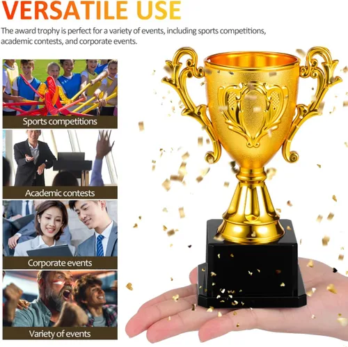 Vista 4 de IMIKEYA Copa de trofeo de oro: Premio de trofeo de plástico de 7.1 pulgadas, premio ganador del primer lugar Copa de trofeos para torneos deportivos